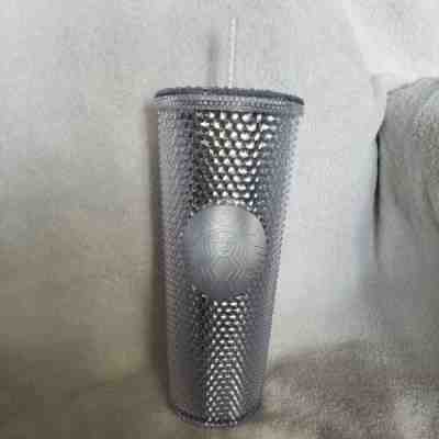 NEW STARBUCKS 2019 Venti Bling Platinum Studded Cold Cup Tumbler Winter Holiday - Sold on eBay Nov, 18th 2019 for $25.00