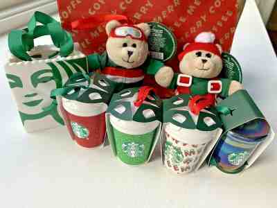 Starbucks Christmas 2019 Collection Set 7 Ornaments Bearista Glitter Iridescent - Sold on eBay Nov, 18th 2019 for $109.90