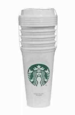 Starbucks 16oz Reusable Cups With Lids 5 White Coffee Cup Mug NEW! - Sold on eBay Nov, 18th 2019 for $24.99