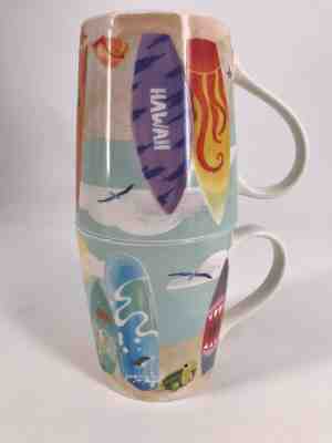 Pair STARBUCKS coffee mug Hawaii surf beach shark turtle Bone China 2010 - Sold on eBay Nov, 18th 2019 for $35.99