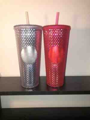 NEW STARBUCKS 2019 WINTER HOLIDAY Venti Bling Platinum & Neon Pink Studded Set  - Sold on eBay Nov, 18th 2019 for $50.00