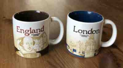 Set of 2 Starbucks London & England Demitasse Mini Mug 3 oz Espresso 2013 - Sold on eBay Nov, 18th 2019 for $22.99