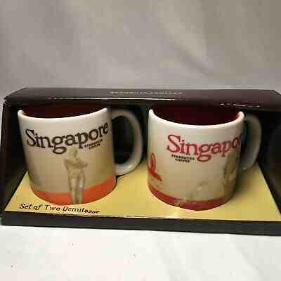 Starbucks Brand New Set of Two Demitasse Singapore Mini Coffee Mugs 2014 3oz - Sold on eBay Nov, 18th 2019 for $29.99