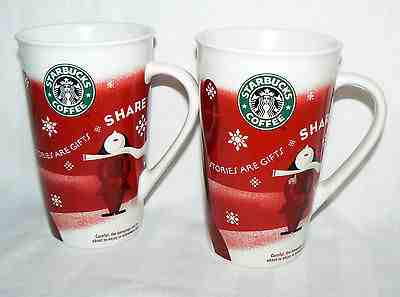 STARBUCKS 2010 14 OZ PAIR SET OF 2 NEW BONE CHINA CHRISTMAS CAROLER TALL MUGS   - Sold on eBay Nov, 18th 2019 for $18.50