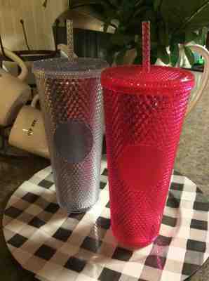 Starbucks Studded Spiked Holiday 2019 Silver And Pink Tumbler Cups - Sold on eBay Nov, 18th 2019 for $26.00