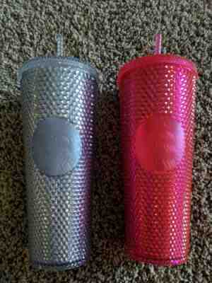 Starbucks Studded 24oz Tumbler Platinum + Hot Pink 2019 Christmas FREE SHIPPING - Sold on eBay Nov, 18th 2019 for $56.55
