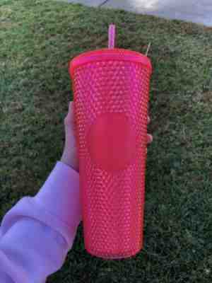 NEW STARBUCKS Neon Pink Studded Cold Cup Tumbler WINTER HOLIDAY 2019 24 oz - Sold on eBay Nov, 18th 2019 for $43.00
