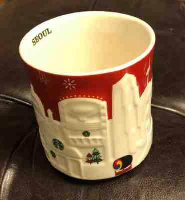 Starbucks Coffee Cup Seoul Red Christmas Relief Mug 16 oz - Sold on eBay Nov, 18th 2019 for $29.99