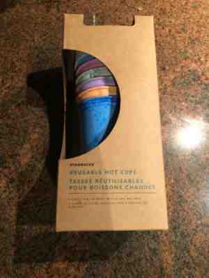 NEW In Box Starbucks Marble Reusable Hot Cups 6 Variety Colors Rare - Sold on eBay Nov, 18th 2019 for $15.50