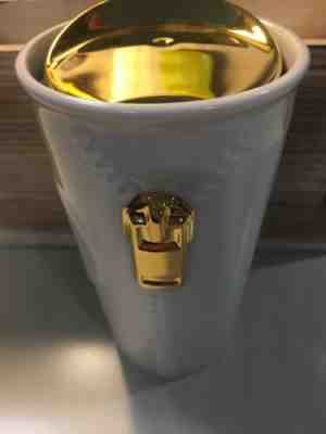Starbucks Coffee Cup Mug Tumbler Zipper Ceramic Gold Double Wall Travel 10 oz - Sold on eBay Nov, 18th 2019 for $24.99