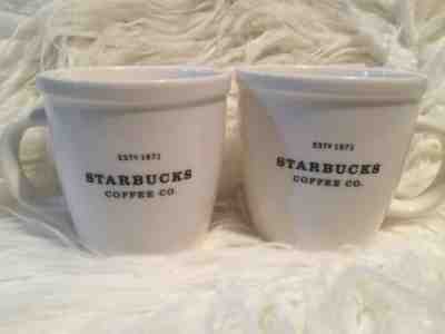 Starbucks Set of 2 WHITE BARISTA COFFEE CO Cups Mugs 2001 established 1971 18oz - Sold on eBay Nov, 18th 2019 for $23.00