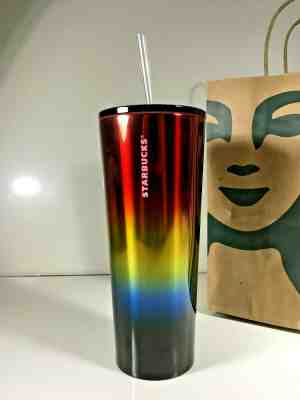 NWT Starbucks Stainless Steel Pride Rainbow Cold Cup Venti 24oz Tumbler 2019 - Sold on eBay Nov, 18th 2019 for $33.25