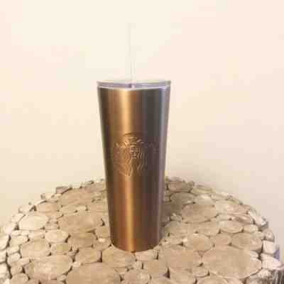 Starbucks Siren Mermaid Gold Copper Stainless Steel Cold Cup Tumbler 24oz Venti - Sold on eBay Nov, 18th 2019 for $29.00