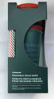 Starbucks Holiday Reusable Cold Cups 2019 NEW 5 Cup Set With Straws - Sold on eBay Nov, 18th 2019 for $24.00