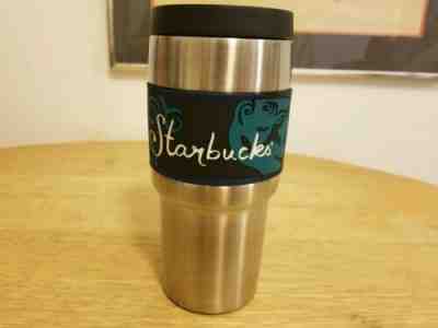 Starbucks 18-8 Stainless Steel Tumbler With Blue Green Rubber Sleeve, 16 oz. HTF - Sold on eBay Nov, 18th 2019 for $22.95
