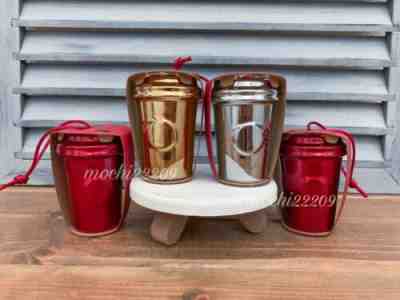 Set of 4 Starbucks 2014 Christmas To Go Cup Ornaments-Red, Silver, Gold - Sold on eBay Nov, 18th 2019 for $25.00