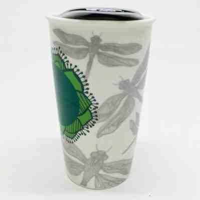 2014 STARBUCKS DRAGON FLY   CERAMIC DOT  COLLECTION COFFEE TRAVEL MUG CUP - Sold on eBay Nov, 18th 2019 for $25.00