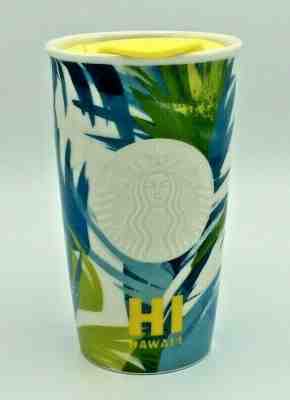 Starbucks Hawaii ceramic 2016 coffee tumbler, palm leaves, NWT - Sold on eBay Nov, 18th 2019 for $39.97