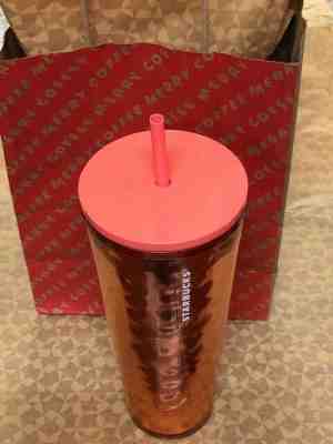 Brand New Starbucks 2019 Venti Platinum  Gold Pink Cold Cup Tumbler for Holidays - Sold on eBay Nov, 18th 2019 for $17.80