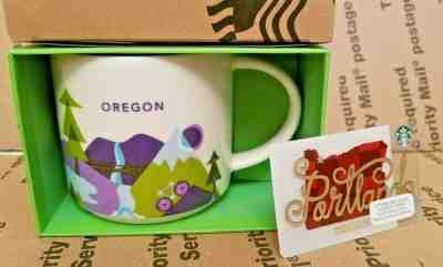 2017 STARBUCKS OREGON YAH YOU ARE HERE COLLECTOR COFFEE MUG w PORTLAND CITY CARD - Sold on eBay Nov, 17th 2019 for $29.97