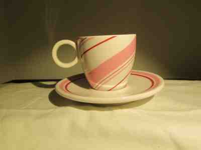Starbucks Coffee Holiday 2007 Candy Cane Striped Espresso Cup & Saucer Pink 3 oz - Sold on eBay Nov, 17th 2019 for $15.00