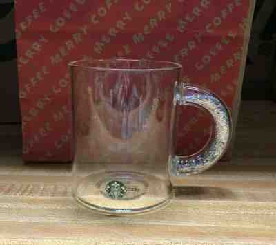 STARBUCKS 12oz GLASS CUP HOLOGRAPHIC GLITTER RAINBOW HANDLE HOLIDAY 2019 IN HAND - Sold on eBay Nov, 17th 2019 for $35.00