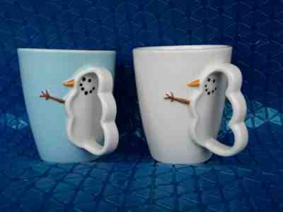 2 STARBUCKS BARISTA 2003 HOLIDAY SNOWMAN 3D HANDLE COFFEE MUGS 1 blue & 1 white - Sold on eBay Nov, 17th 2019 for $23.90