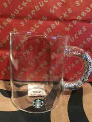 2019 Starbucks Holiday Clear Glass W/ Sliver Glitter Handle Mug New W Bag - Sold on eBay Nov, 17th 2019 for $37.50