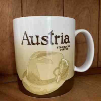 Starbucks 2009 Collector Mug Osterreich Austria Alps Mountains Tyrolean Hat Euro