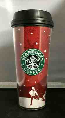 Starbucks 16 Ounce 2007 Christmas  Coffee Tumbler Travel Mug Winter Sledding - Sold on eBay Nov, 17th 2019 for $15.00