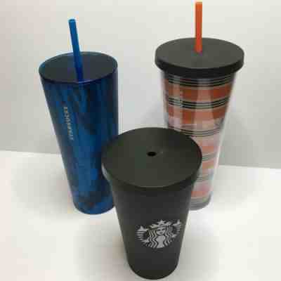 Starbucks Tumbler Metal Plastic 24oz Black Orange Blue Lot 3 - Sold on eBay Nov, 17th 2019 for $24.00