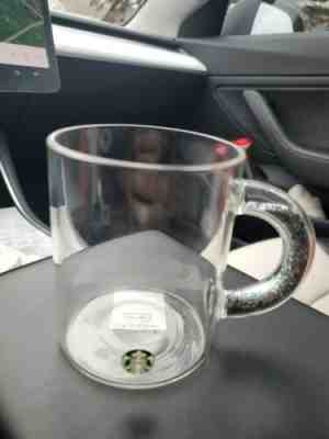 New 2019 Rare Starbucks Holiday Clear Glass Sliver Glitter Handle Mug - Sold on eBay Nov, 17th 2019 for $29.99