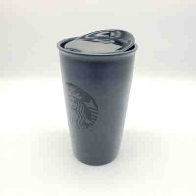 Starbucks Ceramic 12 oz Travel Tumbler 2015 Dark Navy Blue Siren Logo Heavy EUC - Sold on eBay Nov, 17th 2019 for $17.49
