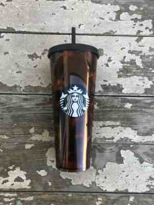 STARBUCKS TORTOISE LEOPARD SHELL ACRYLIC COLD CUP TUMBLER VENTI 24OZ NEW W/STRAW - Sold on eBay Nov, 17th 2019 for $44.95