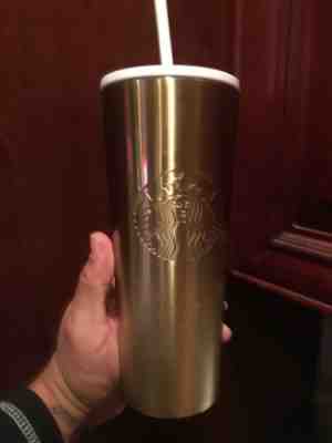 Starbucks 2019 NEW Gold Copper Stainless Steel Cold Cup Venti Tumbler 24oz - Sold on eBay Nov, 17th 2019 for $21.00