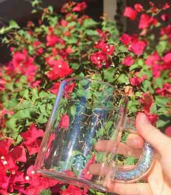 LIMITED Starbucks 2019 Holiday Crystal Glass Mug Cup 12oz PREMIERE HOLO EDITION  - Sold on eBay Nov, 17th 2019 for $29.99