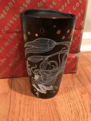 NEW! Starbucks Black Ceramic Tumbler Mug Mermaid Siren 12oz Christmas Holiday - Sold on eBay Nov, 17th 2019 for $21.20