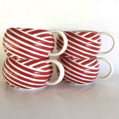 4 STARBUCKS Coffee Tea Mug Cup Xmas Red White Embossed 2013 Appear Unused - Sold on eBay Nov, 17th 2019 for $24.00