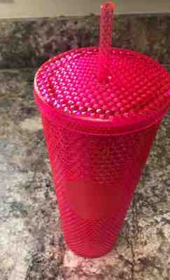 STARBUCKS 2019 Neon Pink Studded Cold Cup Tumbler HOLIDAY Christmas 24 oz - Sold on eBay Nov, 17th 2019 for $18.50