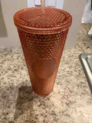 Starbucks 2019 Rose Gold Iridescent Jeweled 24oz Pink Tumbler New Cold Spikes - Sold on eBay Nov, 17th 2019 for $41.00