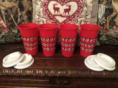Starbucks 2019 Holiday Christmas Red Reusable Coffee Hot Cups **4 TOTAL Cups**  - Sold on eBay Nov, 17th 2019 for $24.99