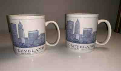 Starbucks Coffee 2006 Mugs Set of 2 CLEVELAND New American City 18 Oz. Blue  - Sold on eBay Nov, 17th 2019 for $24.99