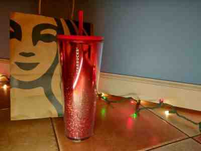 Starbucks Limited Edition Holiday 2019 24oz Red Sparkle Holiday Tumbler - Sold on eBay Nov, 17th 2019 for $17.40