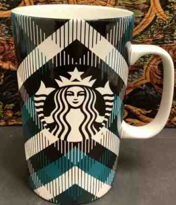 Starbucks 2015 Green White Tartan Plaid Tall 16 oz Coffee Mug Mermaid Logo  - Sold on eBay Nov, 17th 2019 for $18.95