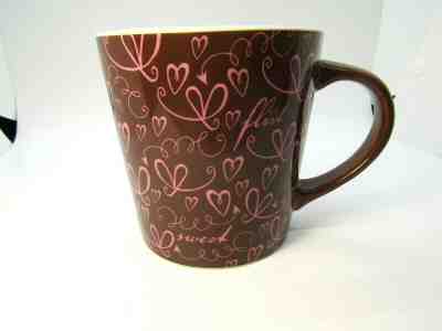 Starbucks Sweet Brown w/ Pink Hearts Coffee Mug Porcelain Ceramic 2006 Cup  - Sold on eBay Nov, 17th 2019 for $18.99