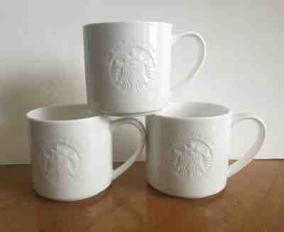 Set Of 3 Starbucks White Embossed Coffee Mug 2012 New With Tags NWT - Sold on eBay Nov, 17th 2019 for $42.80