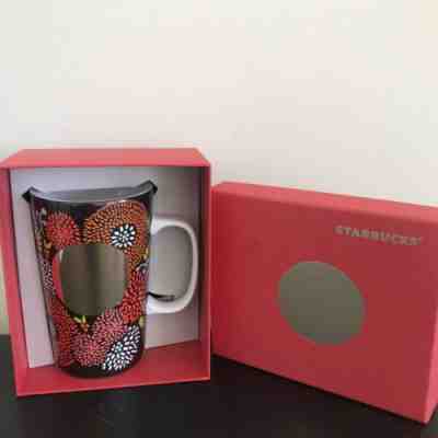 2014 Starbucks Dot Collection Brown Floral Gold 16 oz Ceramic Coffee Tea Mug  - Sold on eBay Nov, 17th 2019 for $28.77