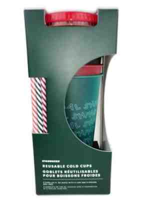 Starbucks 2019 Holiday Christmas Reusable Cold Cups With Straws 24oz 5 Pack NIB - Sold on eBay Nov, 17th 2019 for $24.00