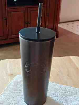 Starbucks Siren Charcoal Gray Stainless Steel Cold Cup Tumbler with Straw 16 oz - Sold on eBay Nov, 17th 2019 for $24.70