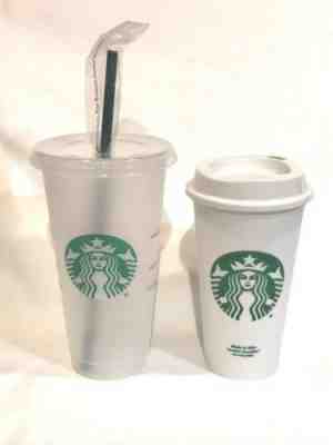 New Starbucks REUSABLE Frosted COLD 24 Oz & HOT 16 Oz CUPS Combo Lot RARE - Sold on eBay Nov, 17th 2019 for $15.99